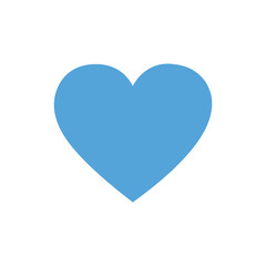 A digitally rendered light blue heart shape centered on a plain white background in a square format