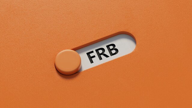 slide switch spelling with frb text. Financial, marketing.close up of slide switch spelling,Business Concept.3D rendering.