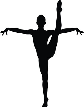 Gymnast performing artistic acrobatics vector illustration icon, silhouette