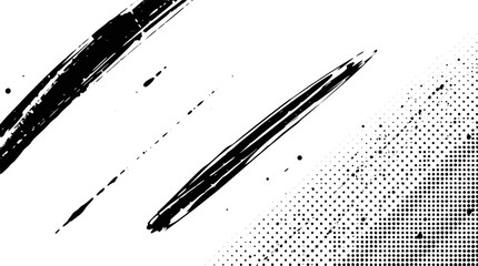 Diagonal black brush strokes with halftone pattern on