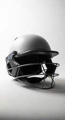 Modern White Cricket Helmet Protective Headgear For Cricket Players Isolated White Background Studio Shot Equipment Sport Safety