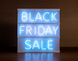 Black Friday sale shopping discounts advertising poster illustration. 3d led electric neon light retro style. 