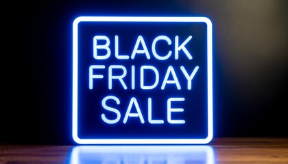 Black Friday sale shopping discounts advertising poster illustration. 3d led electric neon light retro style.