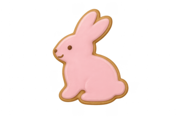 Pink iced rabbit cookie celebrating easter holiday
