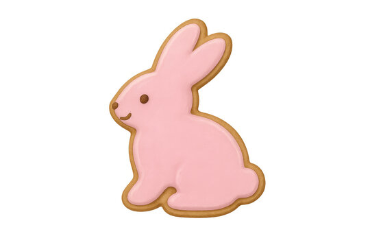 Pink iced rabbit cookie celebrating easter holiday - Powered by Adobe