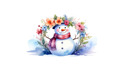 Obraz premium Single snowman decoration on white background 