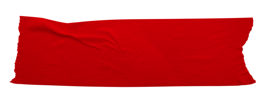 red crumpled torn tape isolated on transparent background.