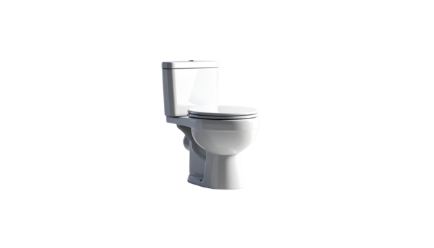 White toilet bowl with separate pump for bathroom accessories isolated on white background