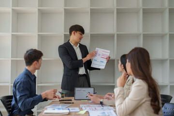 Business team discussing marketing strategy during a meeting