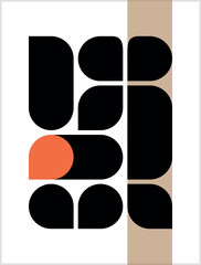 Vector illustration 1, Poster designed with geometric shapes, White background, lines,  Banner, Poster, abstract, solid color for media, social networks.
