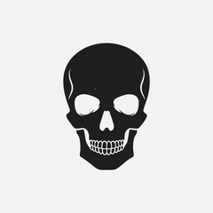 Skull Illustration A Simple and Detailed Black Silhouette on a White Background