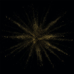 Symmetrical Gold Powder Explosion on Black Background