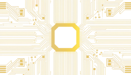 Golden microchip circuit texture transparent background..