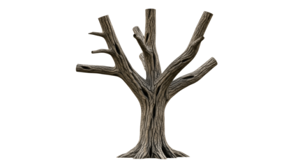 Striking dead tree with gnarled branches creates a spooky autumn or Halloween atmosphere effect