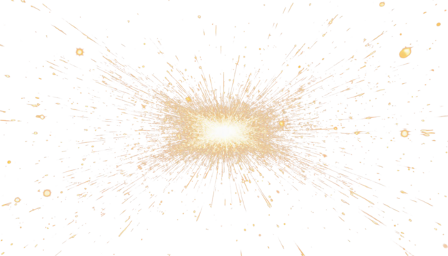 Golden glowing dust splash on transparent background for overlay