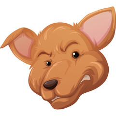 Close Up Of A Cartoon Kangaroo Head Showing Its Teeth And Angry Expression In A Simple Style With A White Background