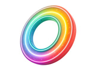 A vibrant circular neon light ring with a dark center displayed