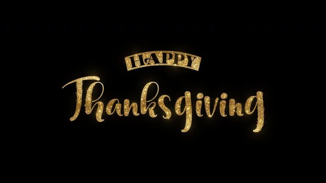 Golden happy thanksgiving text on a transparent background. Suitable for holiday social media posts, invitations, greeting cards, and fall themed designs.