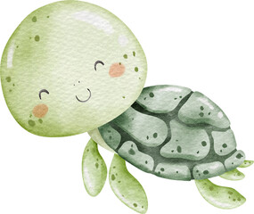 Watercolor cute seaturtle