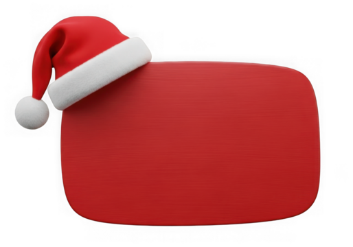 Red christmas gift tag with santa hat isolated on transparent background