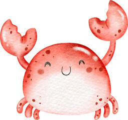Watercolor cute crab
