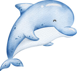 Watercolor cute dolphin