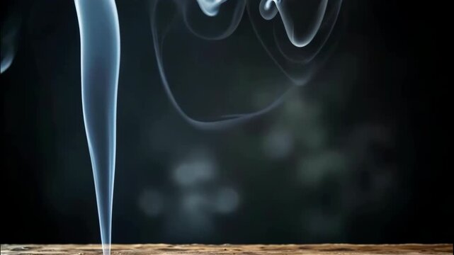 The series of images captures the process of smoke rising from a single point on a surface, creating delicate and intricate patterns as it ascends