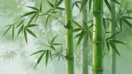 End of Heat solar term bamboo forest ink wash painting style Zen background