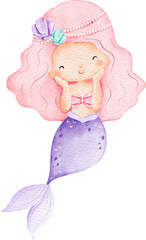 Watercolor Cute Mermaid
