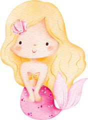 Watercolor Cute Mermaid