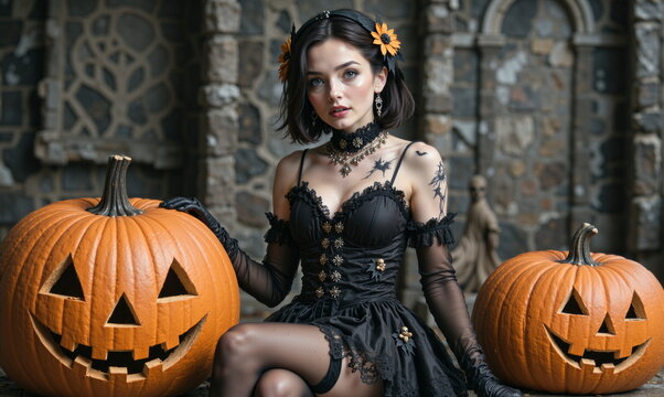 Kobiety w przebraniach na Halloween. Piękne stylizacje i klimat typowo Halloweenowy.
