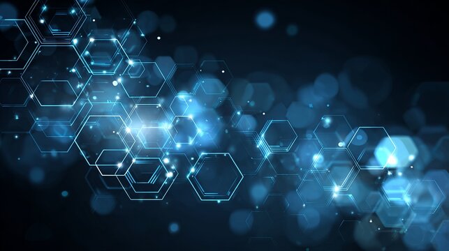 Stunning blue glowing hexagons creating a modern network background for technology, science, or business communications with futuristic vibes