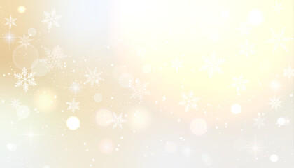 Soft Golden Snowflake Background – Elegant Winter Light and Bokeh Design
