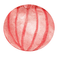 Watercolor beach ball isolated. Plastic Ball of toy. Summer illustration, hand drawn. Vintage art.