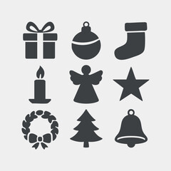 Christmas Holiday Icons Collection Vector Illustration