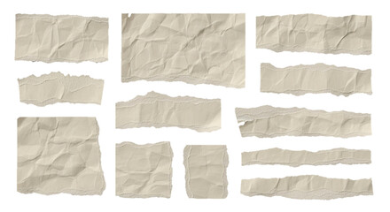 Collection of crumpled and torn paper scraps, offering a textured and aged aesthetic