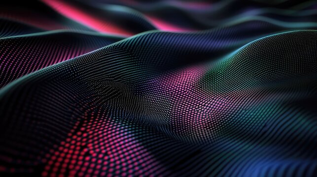 surface of a quantum dot display an extreme macro shot showing individual quantum dots glowing with incredibly pure red, green, and blue light, vibrant and sharp.