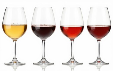 four Different kinds of wine in wine glasses