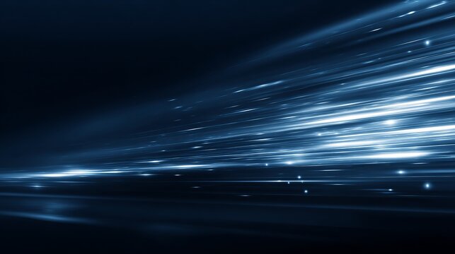 Dynamic blue light streaks create a sense of high speed, data transfer, and futuristic technology motion blur - Powered by Adobe