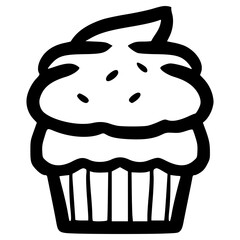 doodle cupcake illustration hand drawn outline vector