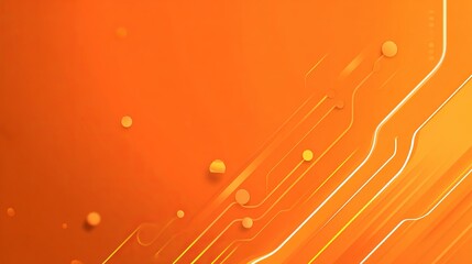 Vibrant orange abstract background with flowing lines and circular elements evokes modern digital connections and dynamic energy for tech concepts
