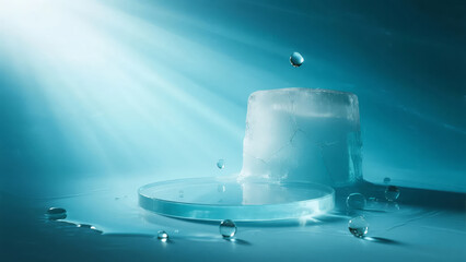 Minor Heat solar term ice cube water drop cool skincare ad background