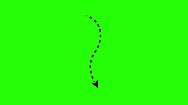 dotted line arrow animation on green screen, 4k video