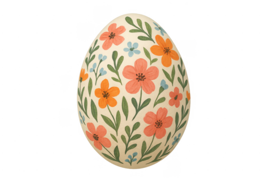 Easter egg decorated with watercolor floral pattern - Powered by Adobe