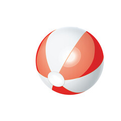 A Classic Red and White Segmented Beach Ball With Shiny Surface on Transparent Background Perfect for Summer Fun