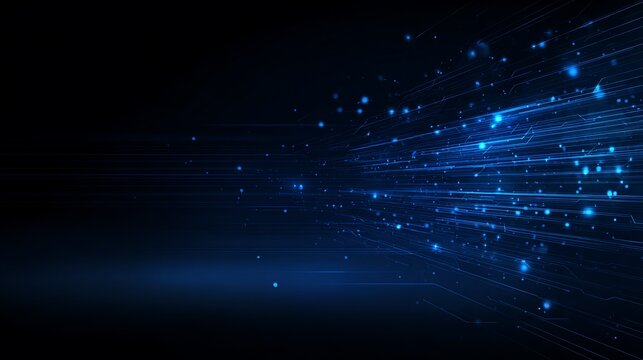 Dynamic blue data streams surge forward illuminating digital connections and innovative technological advancements