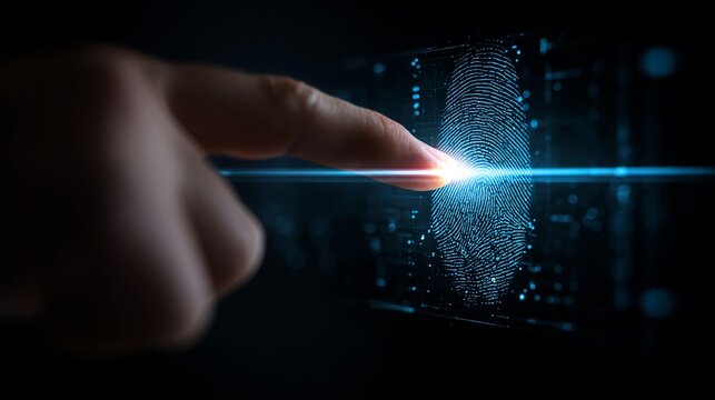 Securely unlocking digital world with futuristic fingerprint scan for advanced identity verification and access control systems - Powered by Adobe