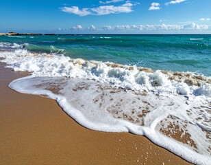 Ocean tide washing sandy shore showing movement of natural marine environment