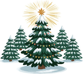 Fototapeta premium Christmas Tree Illustration | Festive Holiday Clipart Design