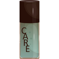 Pixel art bottle with dark brown cap and light blue liquid featuring the word Care in vertical text on a transparent background